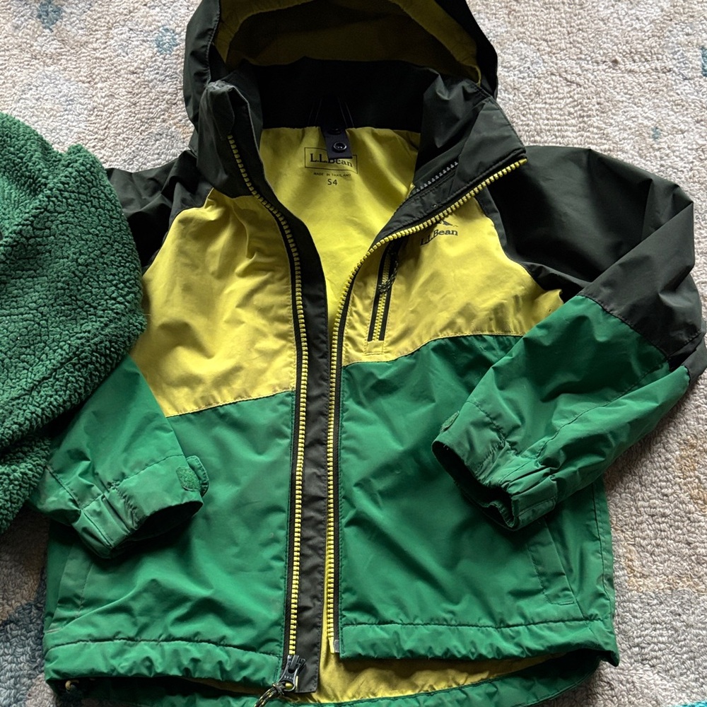 L.L. Bean Green and Yellow Kids Winter Jacket